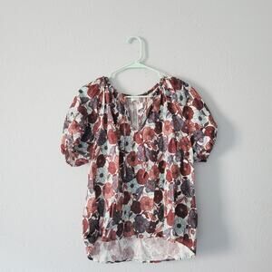 Aritzia Wilfred Floral Linen puffed sleeve Dickenson blouse